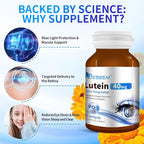6-in-1 Eye Supplement with Lutein 40mg, Zeaxanthin 10mg, Eye Health Support Supplement for Adults – Blue Light Protection, Macula Support & Eye Strain Relief – 60 Softgels