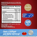 MegaRed 350mg Omega 3 Supplement with EPA/DHA, Astaxanthin & Phospholipids, No Fish Oil Aftertaste Supports Heart, Brain, Joint and Eye Health, 120 Count Softgels (2 Pack)