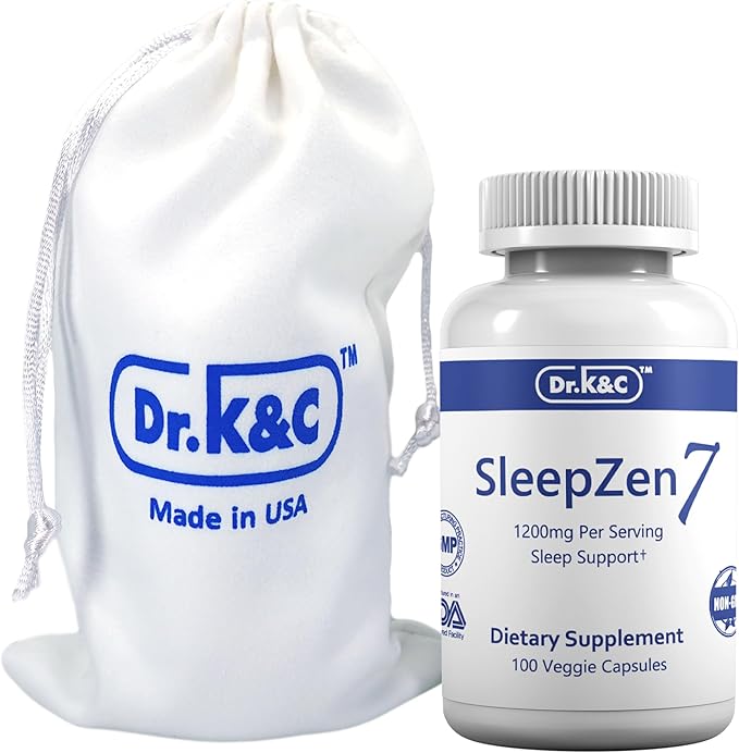 Dr.K&C SleepZen7 Sleep Supplement – All Natural Botanical Plant Sourced 1200 mg 300 Veggie Capsules Sleeping Support Organic Tart Cherry Valerian Root Extract No Filler Non GMO 3pk