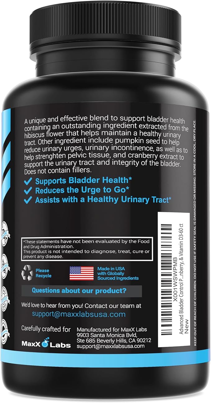 Advanced Bladder Control Supplements 60Ct + Vitamin D3 K2 Liquid Drops w/ K2 MK7-2,000 IU Per Drop Liquid Vitamin D K2 Drops 1 Oz