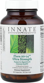 Innate Response Formulas Flora 20-14 Ultra Strength - Probiotic Supplement with 20 Billion CFU - 14 Probiotic Strains - Vegetarian and Non-GMO - Made Without 9 Food Allergens - 60 Capsules