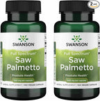 Swanson Saw Palmetto Full Spectrum Herbal Supplement for Men Seeking Prostate, Hair, and Urinary Health Support - 540 mg (100 Vegan Capsules, 2 Pack)