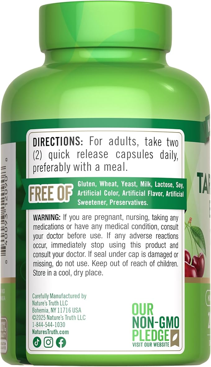 Nature's Truth Tart Cherry Extract Capsules | 200 Count | Non-GMO & Gluten Free Supplement