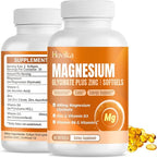Magnesium Glycinate Supplement Softgels, Magnesium Glycinate 400mg with Zinc, Vitamin B6, C, D3, Pure Magnesium for Sleep, Calm, Muscle, Energy, Heart Support - 60 Vegan Capsules for Women & Men