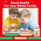 Magnesium Gummies for Kids - Magnesium Glycinate Gummies Supplement with L-Theanine, Vitamin B6, D3 for Kids & Adults Sleep, Calm, Relaxation, Brain, Bones, Sugar Free Strawberry 60ct