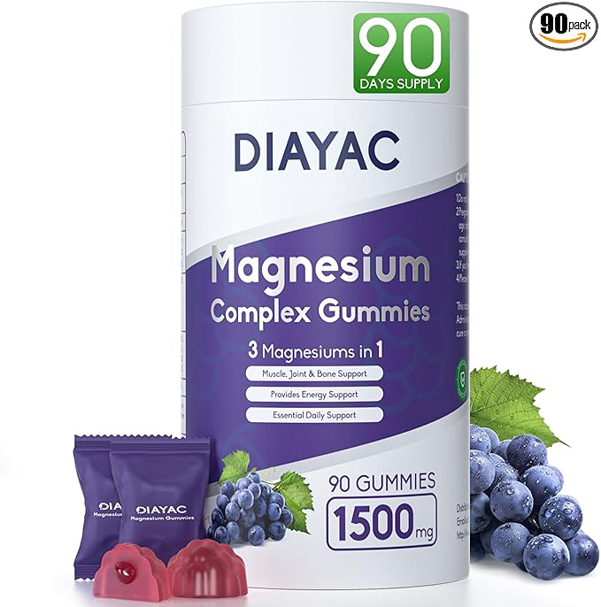Magnesium Complex Gummies, Individually Packaged Magnesium Supplement, Magnesium Chelate, Bisglycinate, Malate, Citrate, Taurate Chewable for Women & Men,Sleep&Muscle&Nerve Health, Vegan 90 Counts