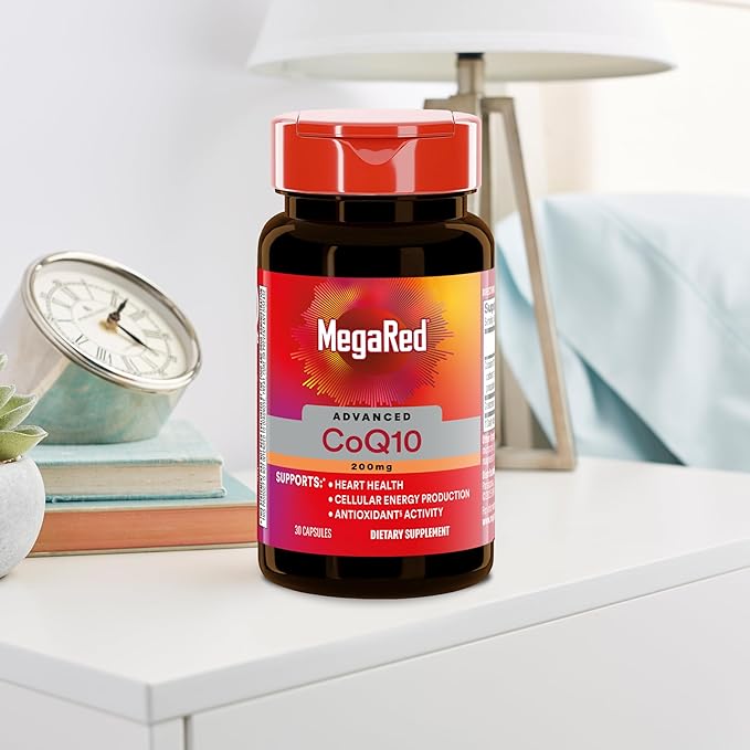 MegaRed Advanced CoQ10 Supplements- 200mg Per Serving, Powerful Antioxidant that Supports Cellular Energy Production and Protects Against Free Radicals*- 30 Coenzyme Q10 Capsules, 30 Servings