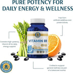 Vykee Nutrition Vitamin B1 (Thiamine) Capsules – Supports Energy Metabolism & Nervous System Health – Vegan, Non-GMO, Gluten-Free – 500 mg, 120 Count