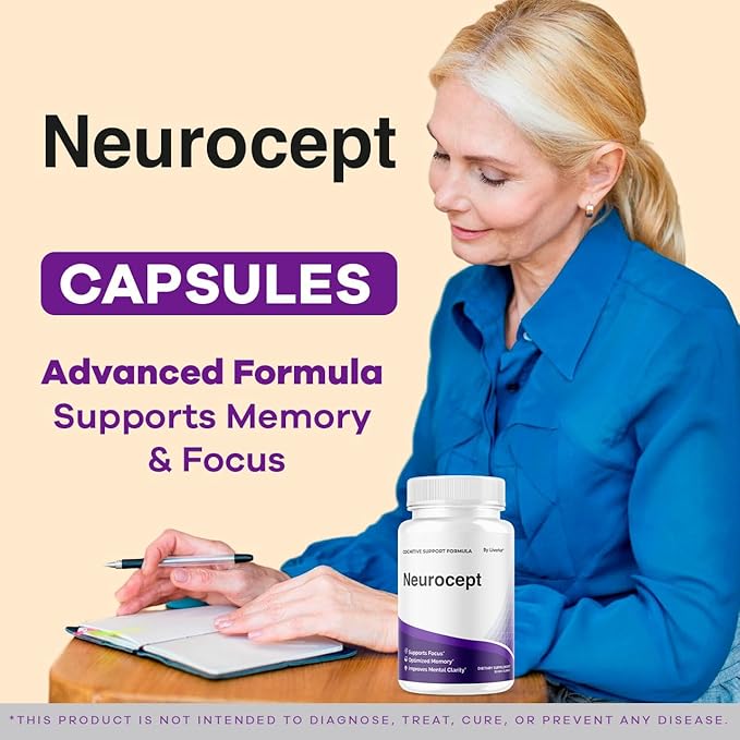 Neurocept Brain Supplement Capsules - Official Neuro cept Brain & Memory Focus Support Advanced Formula, Neurocept Pills Daily Support for Overall Health & Wellness, 60 Capsules for 1 Month