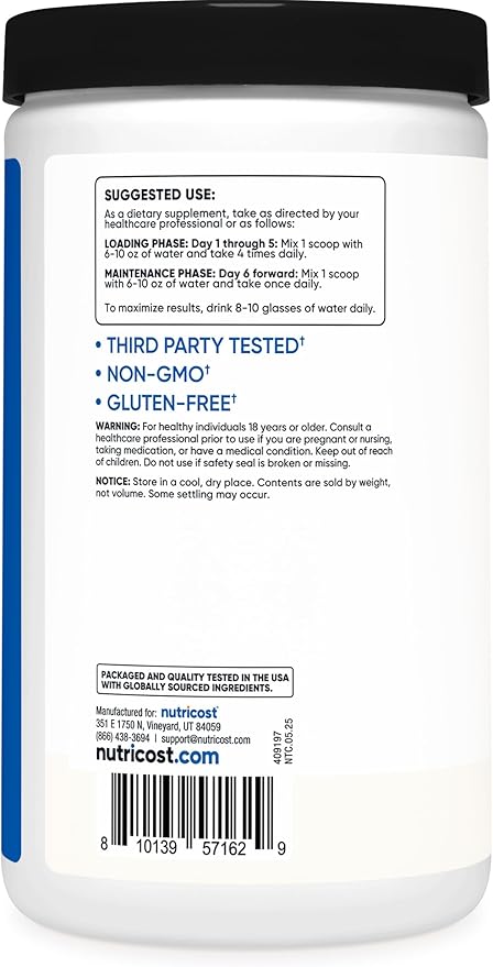 Nutricost Creatine Monohydrate Micronized Powder 500G, 5000mg Per Serv (5g) - 100 Servings, 17.9 Oz
