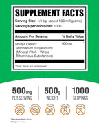 BulkSupplements.com Shilajit Extract Powder - Fulvic Acid Supplement, Shilajit Supplement - Gluten Free, 500mg per Serving of Shilajit Powder, 500g (1.1 lbs) (Pack of 1)