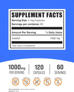 BulkSupplements.com Inositol Capsules - Vitamin B8, Inositol 1000mg for Overall Wellness - Gluten Free, 2 Capsules per Serving, 120 Count (Pack of 1)