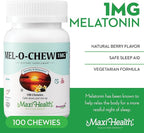 Maxi Health Melatonin 1mg Chewable - Sleep aid Melatonin to Encourage Natural Sleep – Non-Habit Forming Supplement with Enzymax for Fast-Acting Support Kosher (100 Units)