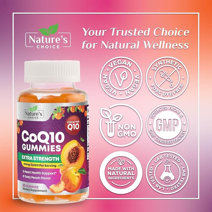 CoQ10 Gummies for Adults - Coenzyme Q10 100mg Per Serving - 3X Strength, High Absorption Antioxidant Supplement for Heart Health Support & Energy Production - Co Q10 (Coq 10) Supplements - 30 Gummies