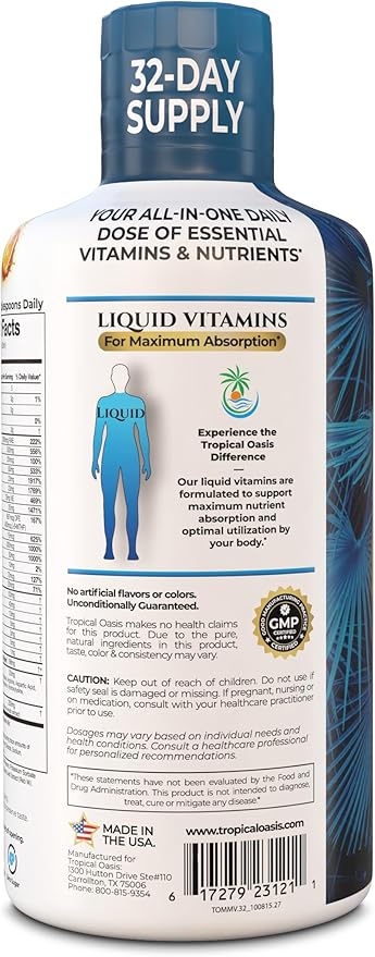 Premium Liquid Multivitamin for Men | Sugar Free Men’s Multi-Vitamin | 100+ Vitamins, Minerals & Amino Acids to Support Muscle, Heart, Brain Health & Energy | 98% Absorption Rate | Non-GMO | 32 Serv