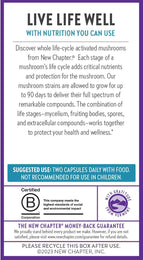 New Chapter Lion's Mane + Reishi Mushroom - LifeShield Mind Force for Mental Clarity with Organic Reishi Mushroom + Vegan + Non-GMO, Nootropic Ingredients - 60 ct