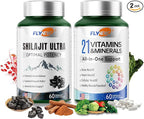 Shilajit for Men Women, Shilajit for Extra Power, Stamina & Immune Support, Multivitamin for Women Men, Womens Multivitamin for Bone, Skin & Immune Health Support, 60 Capsules Per Bottle