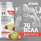 Xtend Original BCAA Powder, 7g BCAAs and 2.5g L-Glutamine for Muscle Recovery Hydration and Lean Muscle, Sugar Free Intra and Post Workout Drink with Electrolytes, Strawberry Kiwi Splash, 90 Servings