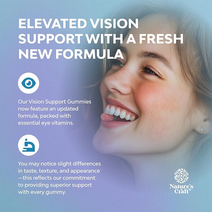 Vision Support Gummies for Adults - Lutein and Zeaxanthin Supplements for Eye Health - Potent Lutein Eye Vitamins for Blue Light Protection Dryness Strain Support & Visual Sharpness - 60 Count