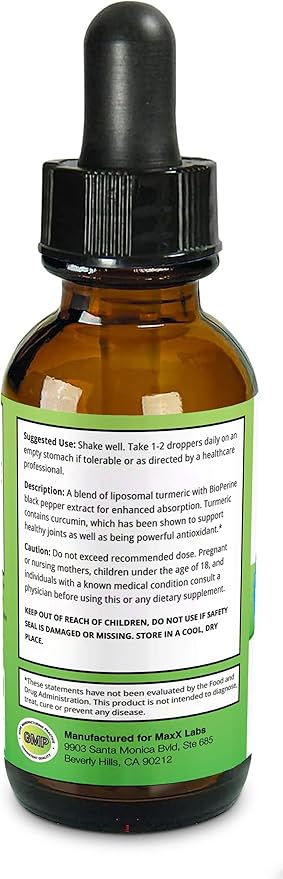 Turmeric Liquid Supplements - Turmeric Curcumin with Black Pepper Extract - Highest Potency 800mg - Antioxidant - Tumeric Supplements w/Bioperine - Non-GMO - 2 Fl Oz