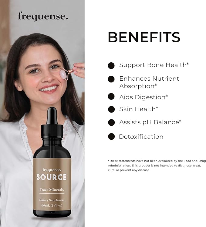 FREQUENSE - Source Trace Minerals - Fulvic Mineral Powder for Bone Health, Nutrient Absorption, Skin Support, Gut Health & Electrolytes - 60 ml