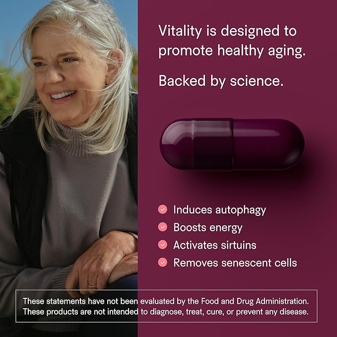 Tally Health Vitality Longevity Formula – Spermidine + Fisetin + Quercetin + Resveratrol + Calcium Alpha-Ketoglutarate | Supports Cellular Renewal, Healthy Aging, Energy & Autophagy | 120 Capsules