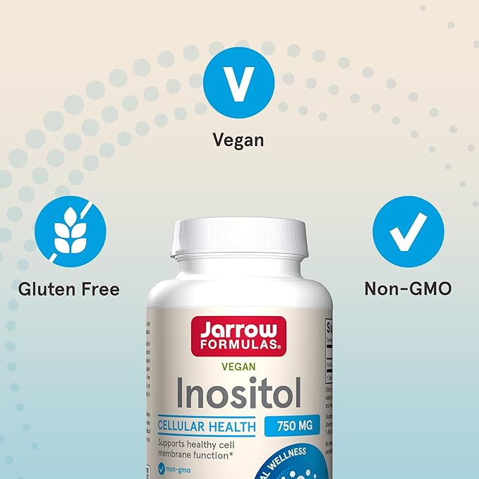Jarrow Formulas® Inositol 750 mg,Dietary Supplement,Liver Support for Cellular Health and General Wellness,100 Veggie Capsules,Up to a 100 Day Supply,(Pack of 2)
