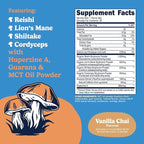 Nutricost Nutrizen AM Focus Adaptogenic Mushroom Drink (Vanilla Chai Flavored) 30 Servings - Includes Reishi, Lion's Mane, Shiitake, Cordyceps