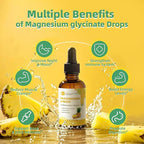M inch Magnesium Glycinate Liquid, High Absorption Magnesium Liquid Drops with Cellulose Fiber, Bromelain, Vitamin B6, C, D, Zinc, Magnesium Supplement for Kids and Adults, Pineapple Flavor, 2 Pack