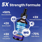 Potassium Magnesium Calcium Zinc Liquid Complex – Chelated Minerals with D3, B6, B12 & CoQ10 for Superior Absorption, Heart, Bone, Muscle, Sleep & Anti-Aging Support, 2 Fl Oz(60ml)