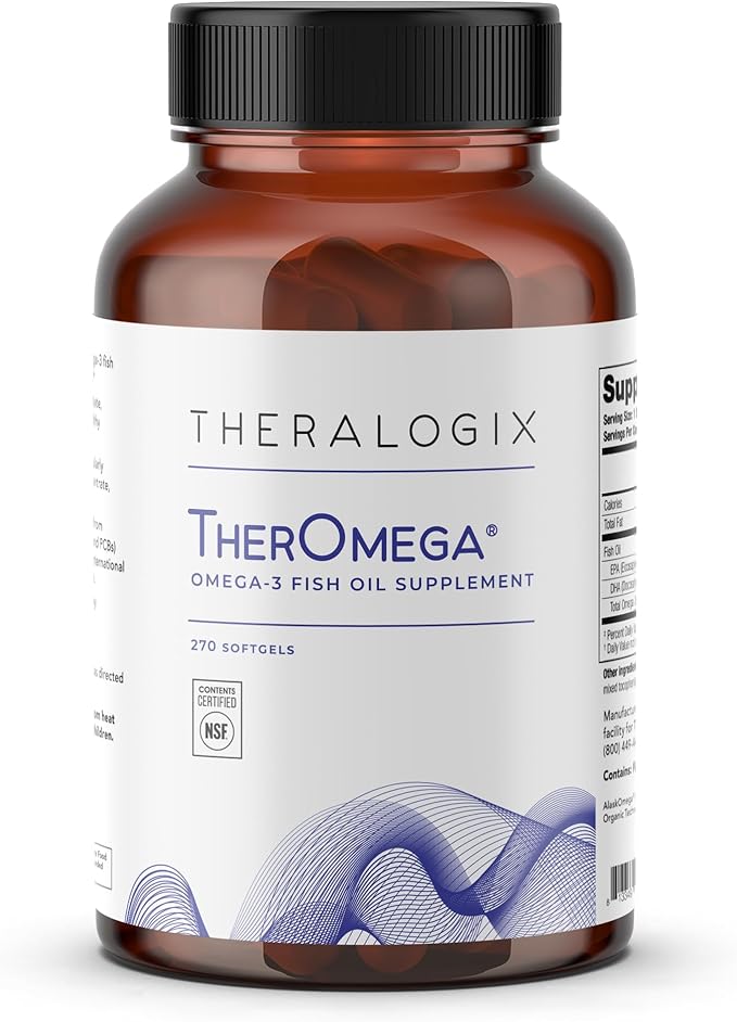 Theralogix TherOmega Omega-3 Fish Oil Supplement - Supports Heart, Brain, Immune & Joint Health* - 700 mg DHA & EPA from Wild Alaska Pollock - Sustainably Sourced - NSF Certified - 270 Softgels