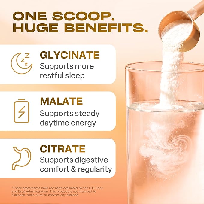 GoBiotix Magnesium Glycinate Powder – Cortisol Supplements for Women and Men – High Absorption Magnesium Complex Calm Supplement with Citrate, Malate – Sugar Free – 420 mg, 60 Servings - Honey Citrus