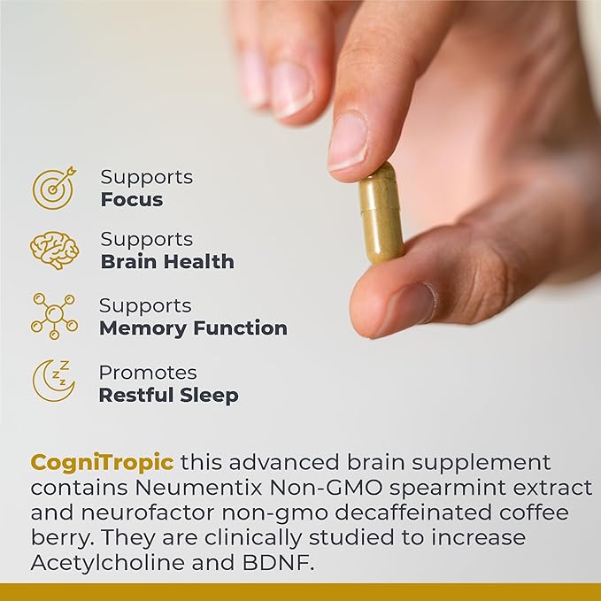 Premier Research Labs Cognitropic - Brain Supplements for Memory and Focus, Focus Supplement, Brain and Memory Power Boost, Clarity Vitamins for Brain, Memory Support - 120 Vegetarian Capsules