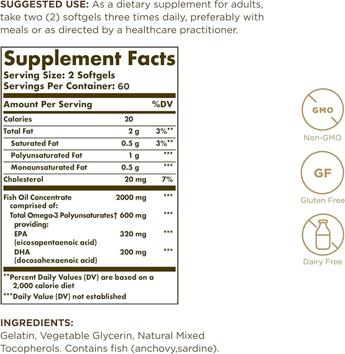 Omega 3 Fish Oil Concentrate Solgar 120 Softgel