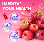 Potassium Gummies 1000mg, Potassium Bicarbonate Supplement for Adults & Kids, Support Electrolyte Balance & Muscle Heath, Sugar-Free, Raspberry Flavor, 60 Count