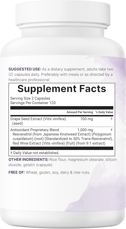 Micro Ingredients Grape Seed Extract, 240 Capsules | 3-in-1 Antioxidant Blend with Resveratrol & Red Wine Extracts | Max Strength Polyphenols Supplement | Non-GMO