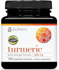 Youtheory Turmeric Extra Strength - 1,000 mg Turmeric Supplement - with 10 mg Black Pepper - Curcumin Joint Support* - Soy, Dairy & Gluten Free -120 Vegetarian Capsules
