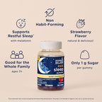 Mommy's Bliss Kids Sleep Melatonin Gummies, Non Habit-Forming with No Artificial Colors, Flavors or Gelatin - Age 3 Years+ - Strawberry Flavor - 100 Sleep Gummies,(Pack of 2)