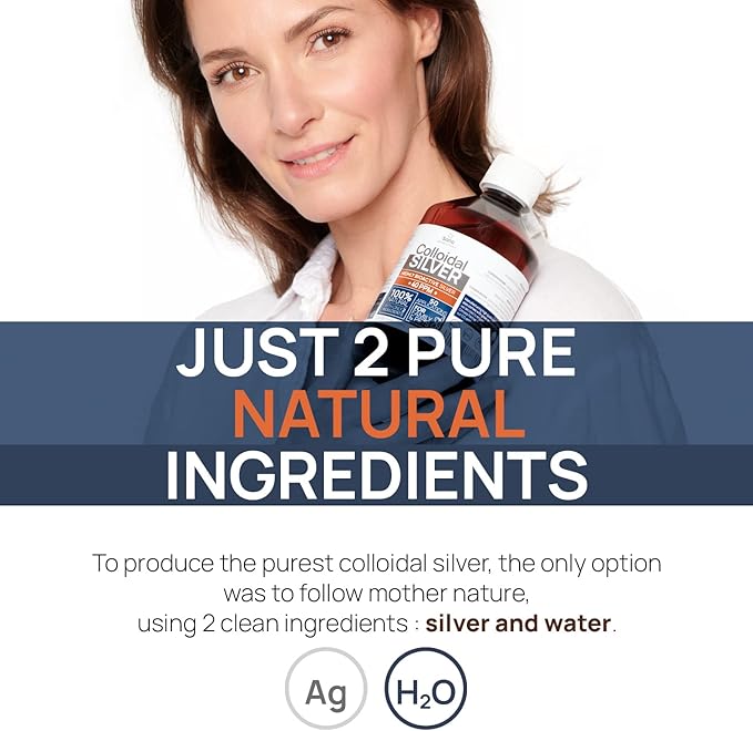 Colloidal Silver Liquid 16 fl oz 30 PPM - Bioactive Hydrosol Silver Water - Natural Immune Support Nano Sol Supplement Solution - Ionic Minerals - Organic Structured Silver