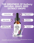 L-Lysine 1000mg Liquid Drops, L-Lysine Supplement for Essential Amino Acid Supplement for Lips & Oral Health & Collagen Formation Support, Natural Grape Seed Extract Drops-300 mg Grape Seed Extract L