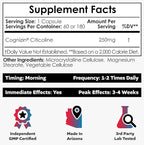 Nootropics Depot Cognizin Citicoline Capsules | 60 Count | Choline Supplement | Brain Health Supplement | Regulates Memory and Cognitive Function | Supports Attention, Focus and Recall