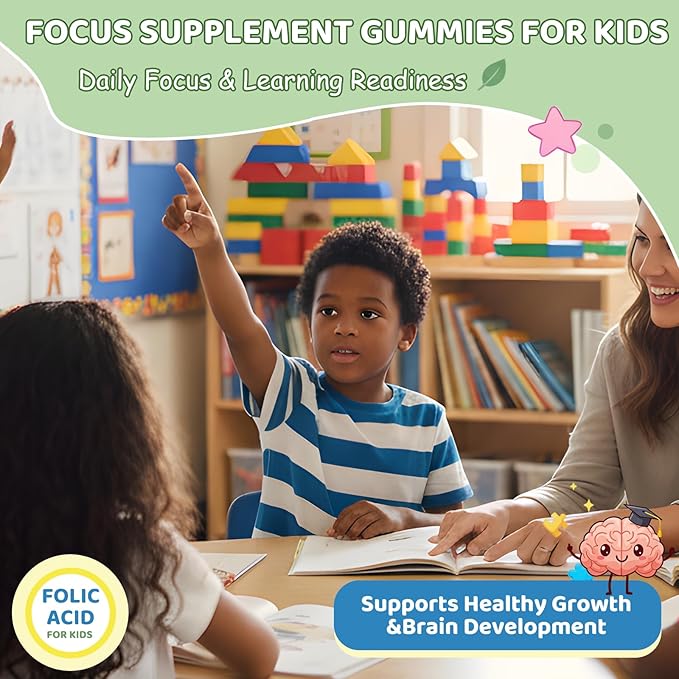 ABYSSUS Folinic Acid for Kids Gummies, Methylated B-Complex for Children, Maximum Absorption Supplement for Brain, Focus & Healthy Growth, Non-GMO, 60 Gummies