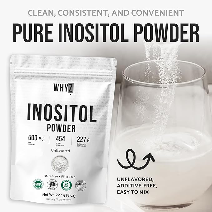 Inositol Powder 8oz, Natural Inositol Supplement for Ovarian Support, Fertility and Hormonal Balance, Pure Inositol Powder, Inositol Supplement for Energy, Brain Health, 454 Servings