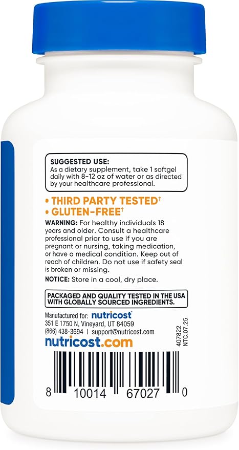 Nutricost Biotin (5,000mcg) 150 Softgels - Vitamin B7 - Gluten Free, Non-GMO