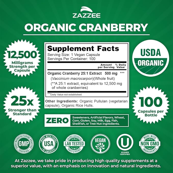 Zazzee Urinary Tract Cleanse Bundle | Fast Acting Probiotic Cranberry D Mannose Powder Plus 25:1 USDA Organic Cranberry Extract Capsules for Women | Non-GMO Vegan & ISO Lab Tested
