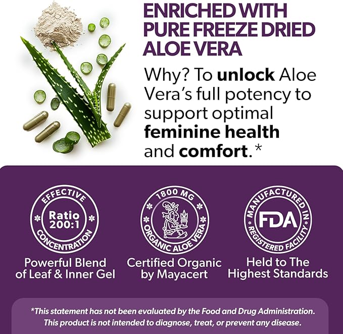 Probiotics for Women with Aloe Vera, and D-Mannose for Complete Wellness That Supports: UTI; BV; YI, and Vaginal Health and is Non-GMO - Vegan with 240 Veg Pills