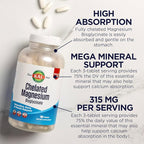 KAL Chelated Magnesium Bisglycinate, Magnesium Supplement for Relaxation, Bone Health, Nerve & Muscle Function Support*, High Absorption, Gentle Digestion, Vegan, Gluten Free, 60 Servings, 180 Tablets