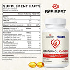Ubiquinol CoQ10-600mg-Softgel, Active Coq10 Ubiquinol Supplement with Vitamin E & Omega 3, 6, 9, High Absorption-Coenzyme-Q10, Powerful Antioxidant for Energy Production, Tested, 180 Count