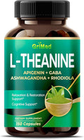 GriMed L-Theanine 11,900mg- X10 Power with Apigenin, GABA Ashwagandha, Rhodiola - Relaxation & Restoration Focus and Memory (150 Count (Pack of 1))