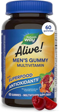 Nature's Way Alive! Men’s Multivitamin Gummies, Daily Gummy Vitamin for Men, Supports Cellular Energy Metabolism, Immune Health, Muscle Function*, with Vitamins A, C, D3, Zinc, Vegetarian, 60 Count